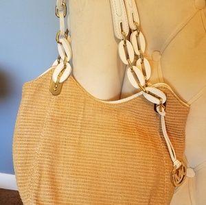 Michael Kors straw shoulder bag